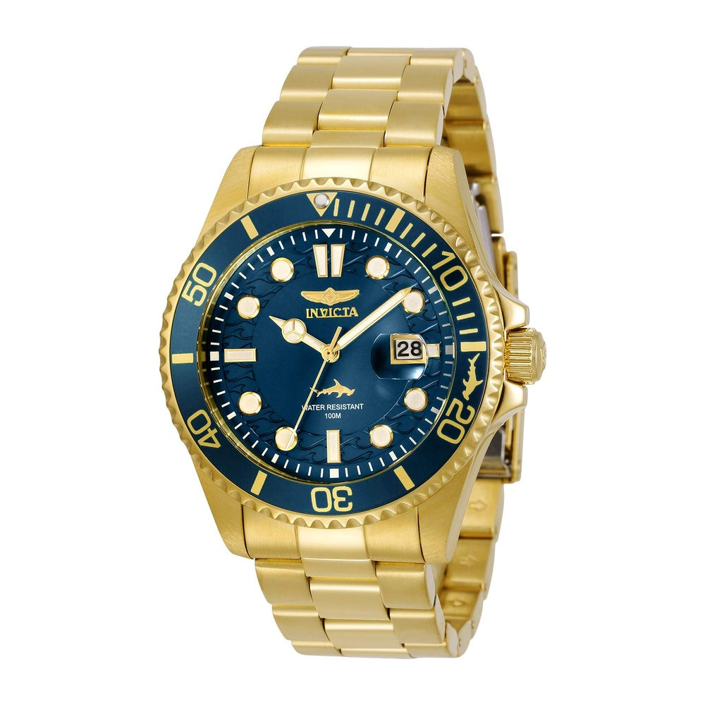 Invicta Reloj de Cuarzo Pro Diver para Hombre con Correa de Acero Inoxidable Dorado y Esfera Azul