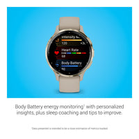 Garmin Venu 3S Smartwatch Dorado Suave Con Bisel De Acero Inoxidable, Pantalla Táctil AMOLED, Correa De Silicona