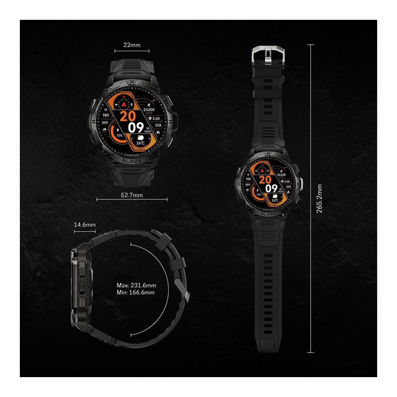 Smartwatch Carbinox Blaze Con Gps Resistente Ip69k Y Gorilla Glass 170+ Deportes Llamadas Bluetooth Compatible Android/Ios