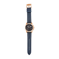 Reloj cronógrafo Fossil Grant para hombre, con correa de cuero azul y esfera de acero inoxidable resistente al agua hasta 165 pies