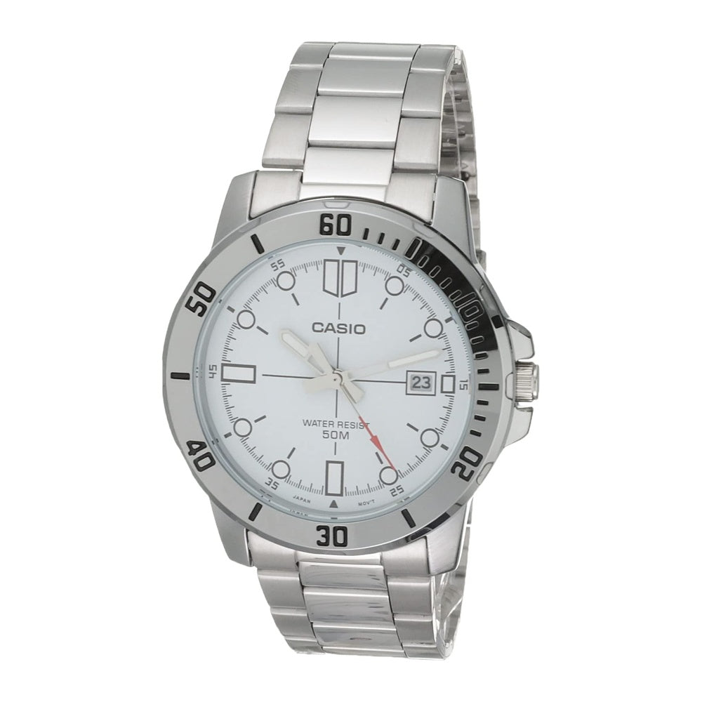 Casio reloj de acero inoxidable estilo buceador para hombre, resistente al agua, con correa de resina y movimiento de cuarzo