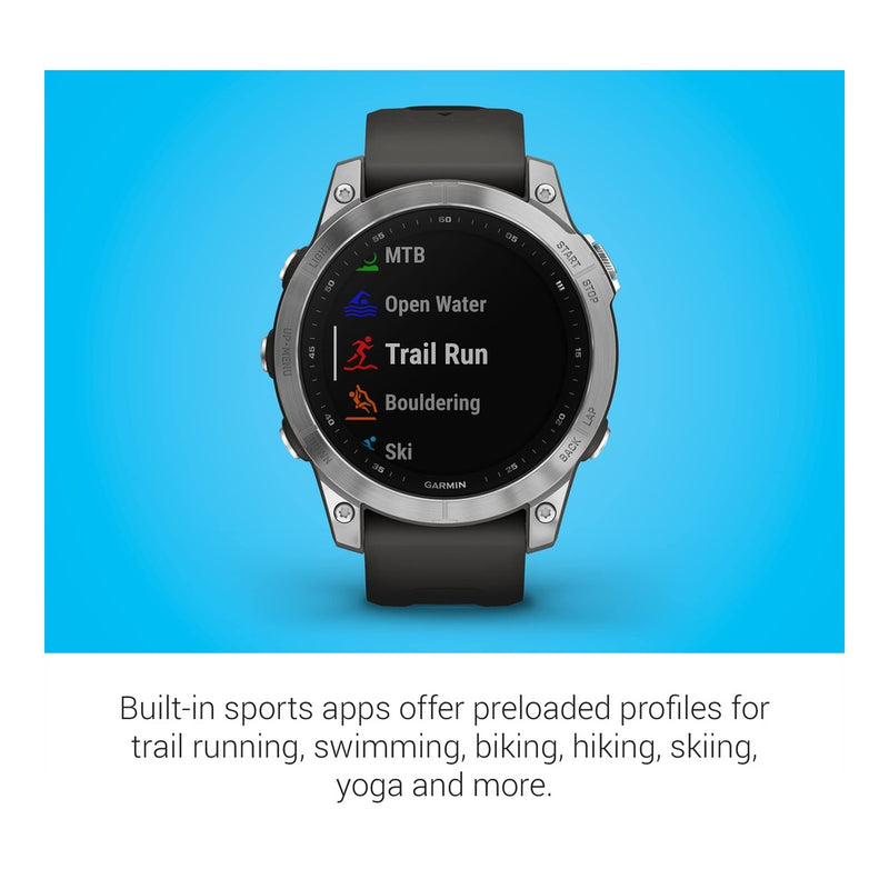 Garmin Fenix 7, Reloj Inteligente de Aventura Resistente con GPS, Pantalla Táctil, Funciones de Salud y Bienestar