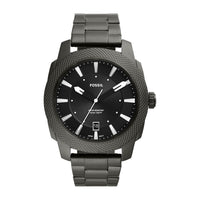 Reloj de pulsera Fossil para hombre, acero inoxidable, 3 manecillas, esfera negra, movimiento de cuarzo, resistencia al agua, estilo clásico