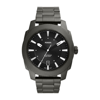 Reloj de pulsera Fossil para hombre, acero inoxidable, 3 manecillas, esfera negra, movimiento de cuarzo, resistencia al agua, estilo clásico
