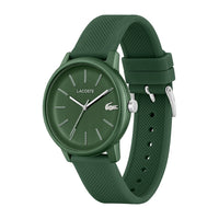 Reloj de cuarzo Lacoste 12.12 Move para hombre con caja de aluminio verde y correa de silicona, diseño monocromático