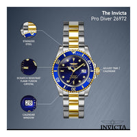 Invicta Pro Diver, reloj de cuarzo masculino con correa de acero inoxidable y resistencia al agua hasta 200 metros