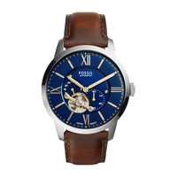 Reloj automático Fossil Townsman para hombre con diseño esqueleto en acero inoxidable y cuero elegante