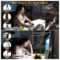 Lámpara de escritorio LED con atenuación continua, cuello de cisne ajustable y adaptador USB de 10W