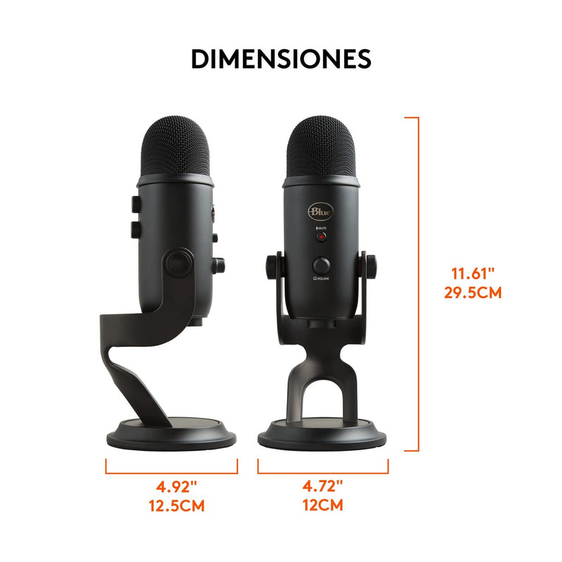 Micrófono USB Blue Yeti para PC y Mac, con 3 cápsulas de condensador, 4 patrones de captación