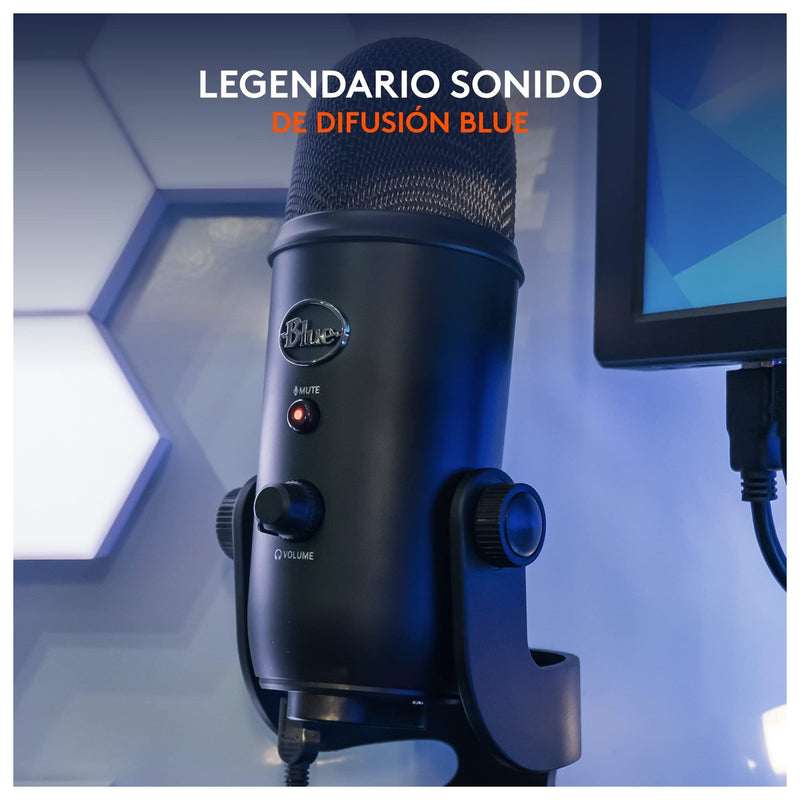 Micrófono USB Blue Yeti para PC y Mac, con 3 cápsulas de condensador, 4 patrones de captación