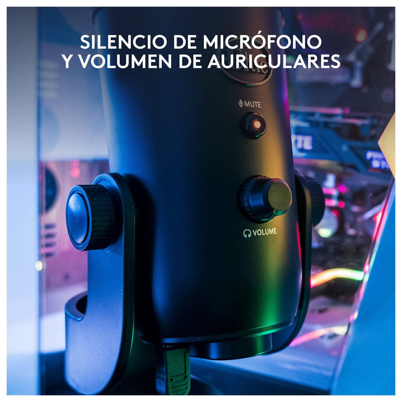 Micrófono USB Blue Yeti para PC y Mac, con 3 cápsulas de condensador, 4 patrones de captación