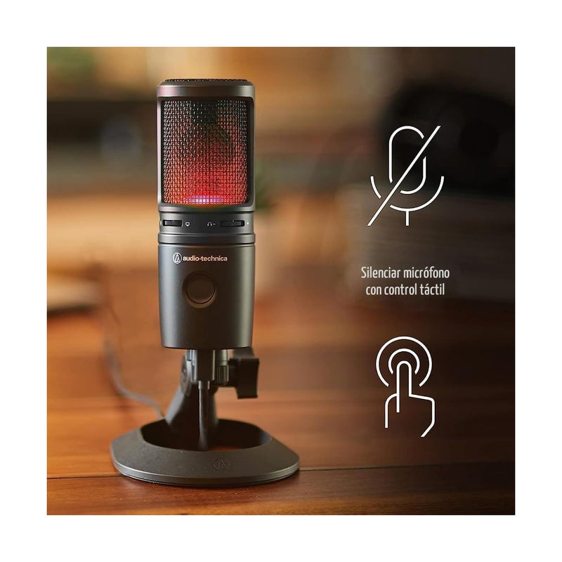 Audio-Technica AT2020USB-X Micrófono USB de condensador cardioide, ideal para estudio y videoconferencia, negro
