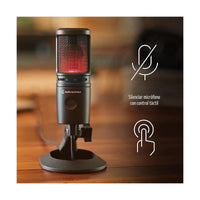 Audio-Technica AT2020USB-X Micrófono USB de condensador cardioide, ideal para estudio y videoconferencia, negro