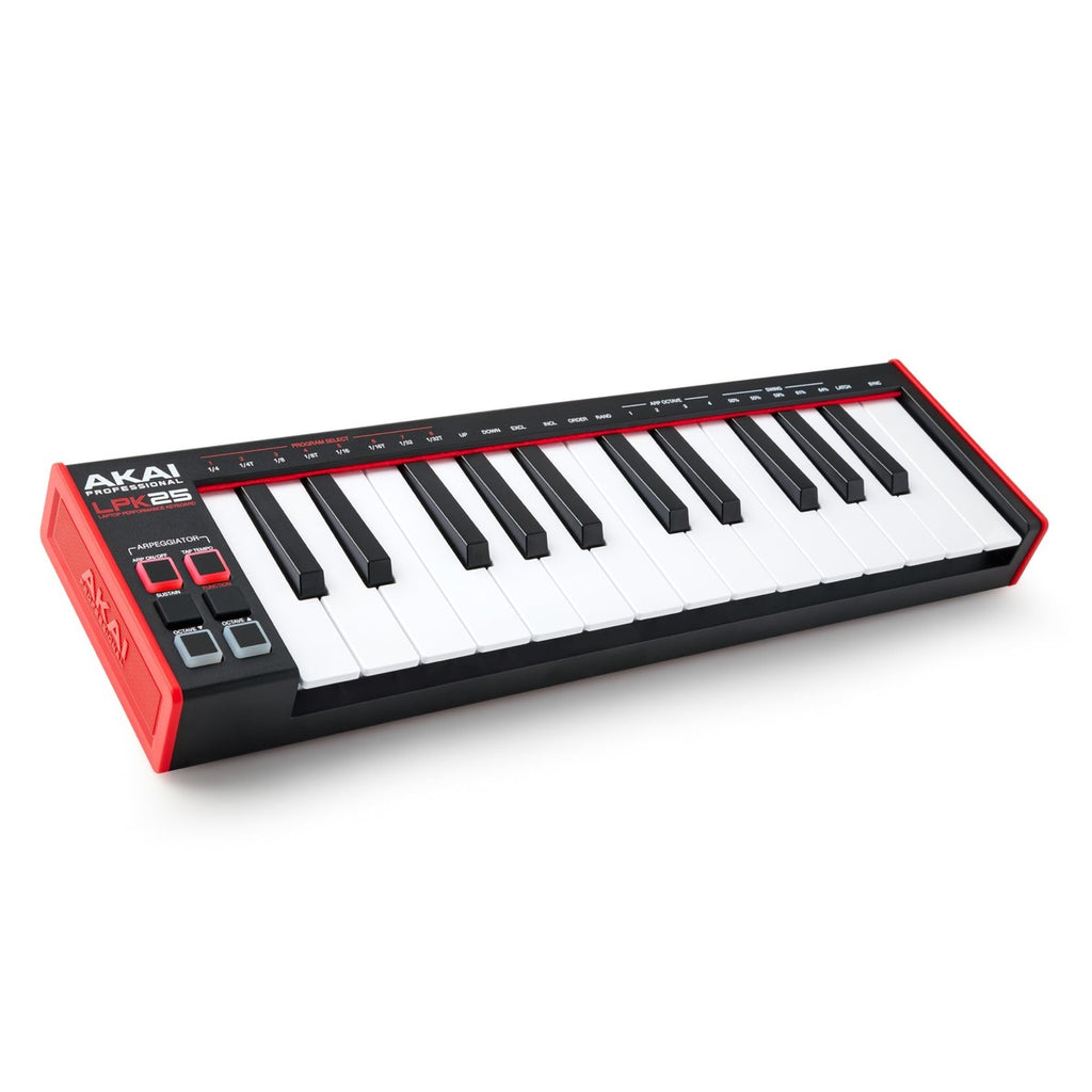 AKAI Profesional LPK25 - Controlador de teclado MIDI USB con 25 teclas sensibles para Mac y PC, arpegiador y software musicale