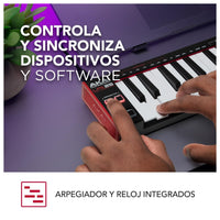 AKAI Profesional LPK25 - Controlador de teclado MIDI USB con 25 teclas sensibles para Mac y PC, arpegiador y software musicale