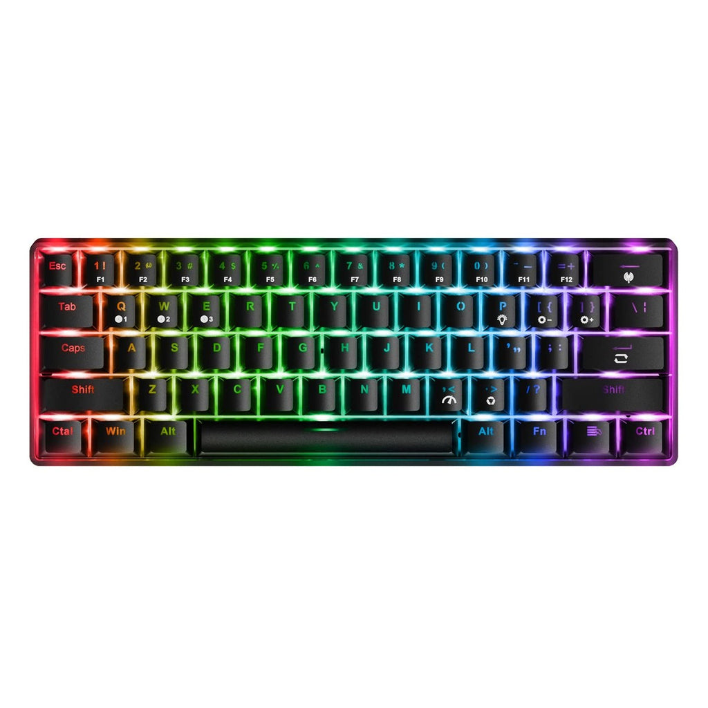 Teclado mecánico RGB inalámbrico y con cable de 61 teclas con interruptores azules, sonido de clic, para juegos.