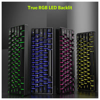 Teclado mecánico RGB inalámbrico y con cable de 61 teclas con interruptores azules, sonido de clic, para juegos.