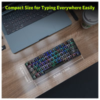 Teclado mecánico RGB inalámbrico y con cable de 61 teclas con interruptores azules, sonido de clic, para juegos.