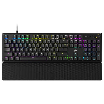 Teclado mecánico CORSAIR K70 CORE RGB para juegos, reposamanos, interruptores lineales rojos, control multimedia.