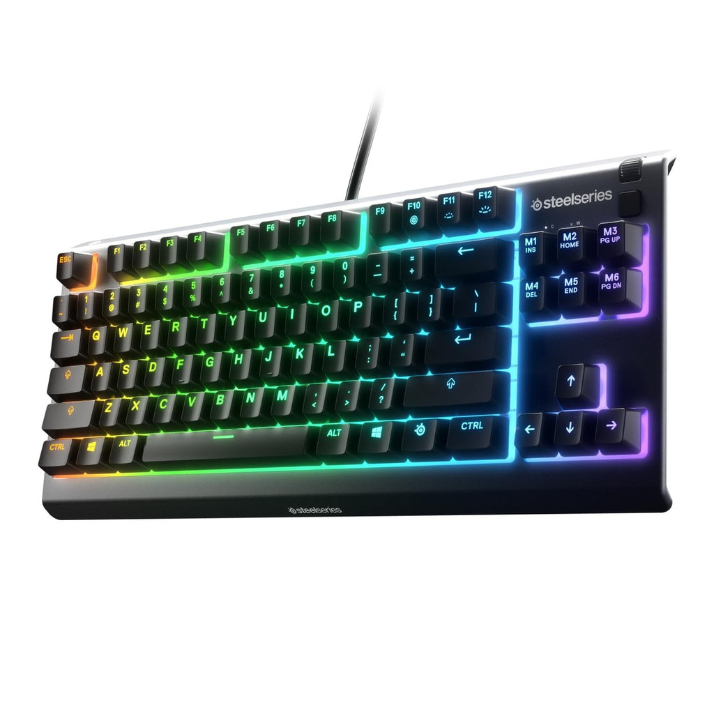 SteelSeries Apex 3 TKL RGB, teclado para juegos; compacto, iluminación RGB, resistente al agua y polvo, silencioso