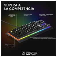 SteelSeries Apex 3 TKL RGB, teclado para juegos; compacto, iluminación RGB, resistente al agua y polvo, silencioso