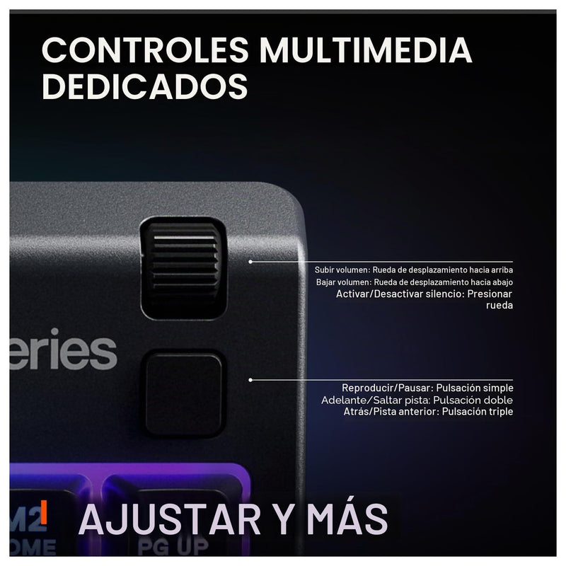 SteelSeries Apex 3 TKL RGB, teclado para juegos; compacto, iluminación RGB, resistente al agua y polvo, silencioso