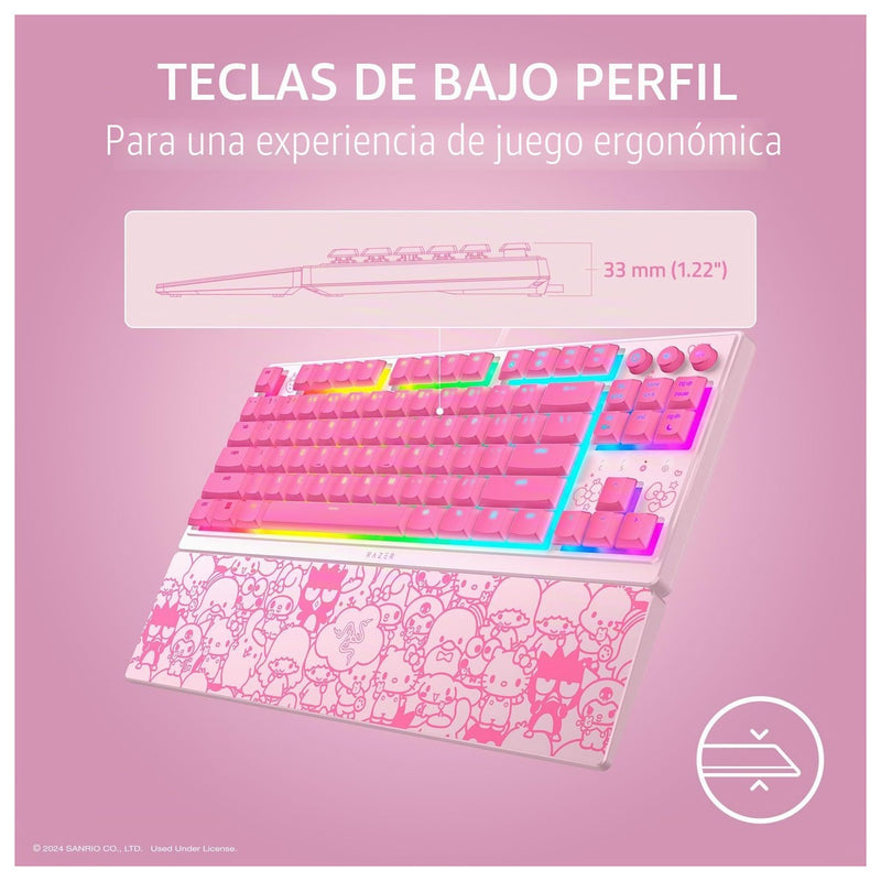 Razer Ornata V3 TKL Gaming Keyboard: Teclas perfil bajo, switches mecha-membrana, RGB, edición Hello Kitty