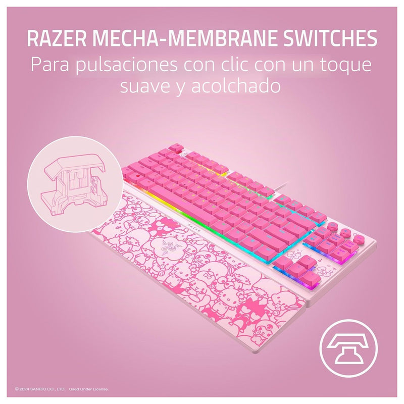 Razer Ornata V3 TKL Gaming Keyboard: Teclas perfil bajo, switches mecha-membrana, RGB, edición Hello Kitty