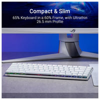 ASUS ROG Falchion RX Teclado inalámbrico de juegos perfil bajo, interruptores Blue, conexión triple, diseño compacto