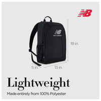Mochila New Balance para laptop, ideal para viajes, con diseño elegante y múltiples compartimentos, color negro