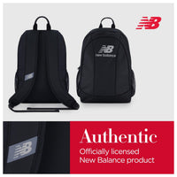 Mochila New Balance para laptop, ideal para viajes, con diseño elegante y múltiples compartimentos, color negro
