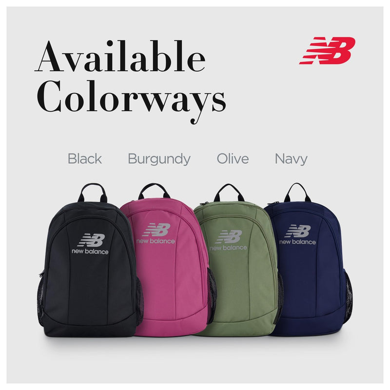 Mochila New Balance para laptop, ideal para viajes, con diseño elegante y múltiples compartimentos, color negro