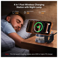 Estación de carga inalámbrica 4 en 1 iVANKY para iPhone 16 Pro Max, Apple iWatch, Airpods y lámpara nocturna