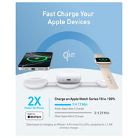 Anker MagSafe Cargador MagGo UFO 3 en 1 para iPhone, AirPods y Apple Watch, certificado Qi2, carga rápida de 15 W