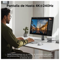 UGREEN Dock con Soporte DP Hub para Mac mini M4/M4 Pro 2024, SSD M.2 NVMe, Conectividad 10G, 4K, USB A/C, SD/TF, Audio