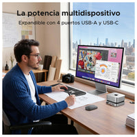 UGREEN Dock con Soporte DP Hub para Mac mini M4/M4 Pro 2024, SSD M.2 NVMe, Conectividad 10G, 4K, USB A/C, SD/TF, Audio