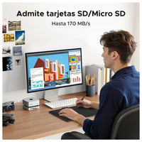 UGREEN Dock con Soporte DP Hub para Mac mini M4/M4 Pro 2024, SSD M.2 NVMe, Conectividad 10G, 4K, USB A/C, SD/TF, Audio
