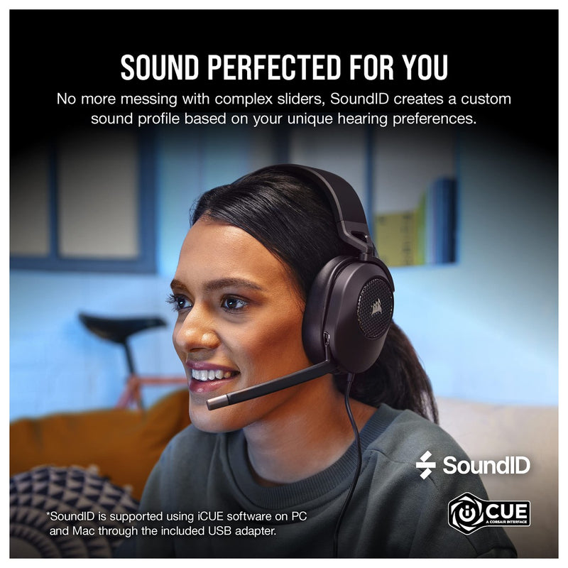 CORSAIR HS65 SURROUND Auriculares gaming multiplataforma con Dolby Atmos, SoundID, compatible iCUE - PC, Mac, PS5, PS4, Xbox