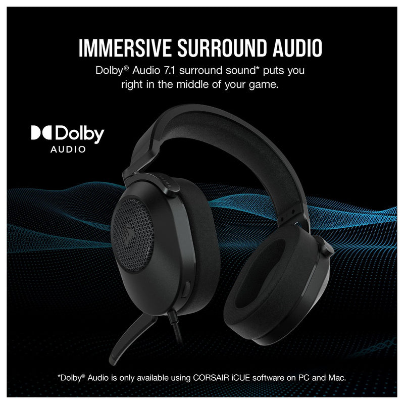 CORSAIR HS65 SURROUND Auriculares gaming multiplataforma con Dolby Atmos, SoundID, compatible iCUE - PC, Mac, PS5, PS4, Xbox