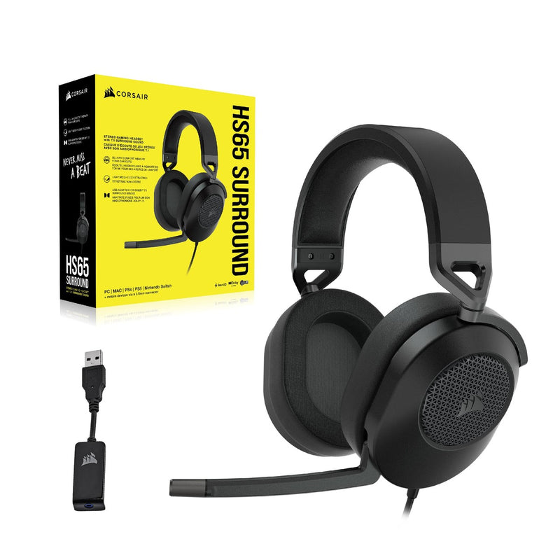 CORSAIR HS65 SURROUND Auriculares gaming multiplataforma con Dolby Atmos, SoundID, compatible iCUE - PC, Mac, PS5, PS4, Xbox