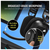 CORSAIR HS80 RGB Wireless Auriculares Gaming Multiplataforma con Sonido Inmersivo y Micrófono de Calidad