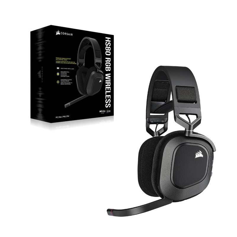 CORSAIR HS80 RGB Wireless Auriculares Gaming Multiplataforma con Sonido Inmersivo y Micrófono de Calidad