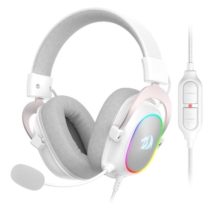 Redragon H510 Zeus-X RGB Auriculares gaming Blanco con sonido 7.1, controladores de audio en almohadillas de espuma viscoelástica