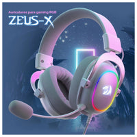 Redragon H510 Zeus-X RGB Auriculares gaming Blanco con sonido 7.1, controladores de audio en almohadillas de espuma viscoelástica