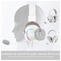 Redragon H510 Zeus-X RGB Auriculares gaming Blanco con sonido 7.1, controladores de audio en almohadillas de espuma viscoelástica