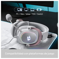 Redragon H510 Zeus-X RGB Auriculares gaming Blanco con sonido 7.1, controladores de audio en almohadillas de espuma viscoelástica