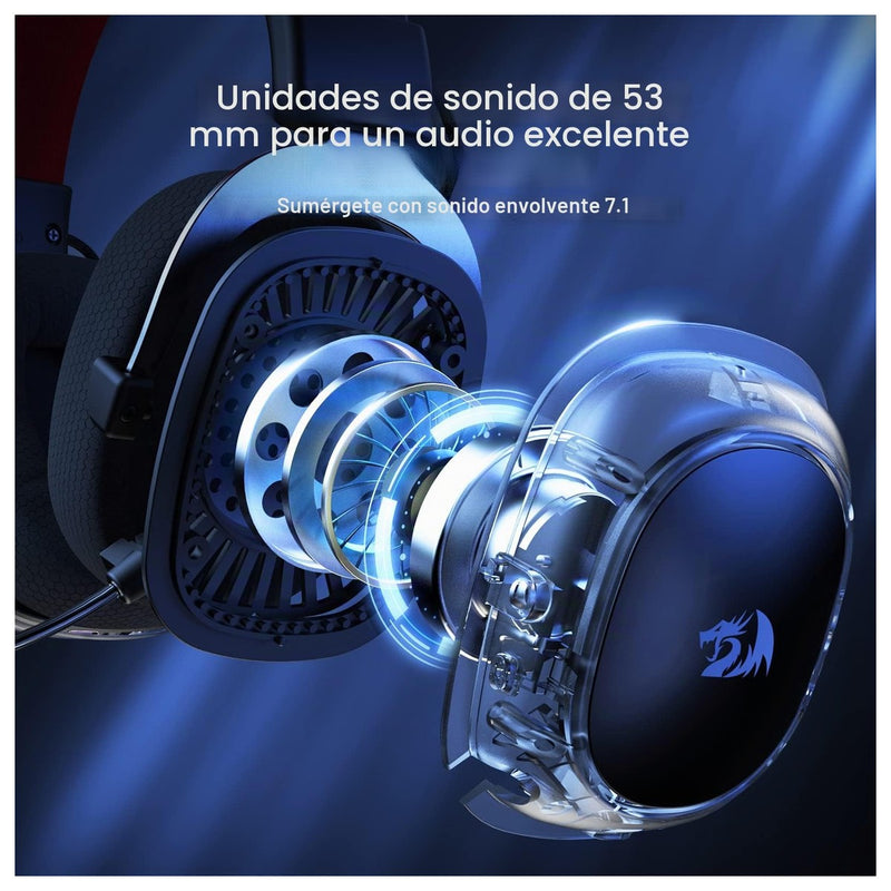 Redragon H510 PRO, auriculares gaming RGB 3 modos, sonido envolvente 7.1, controladores de audio de alta calidad, micrófono cancelación de ruido