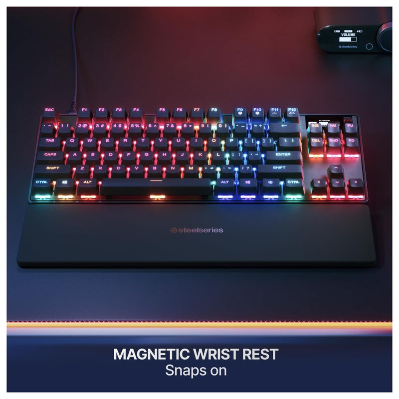 SteelSeries Apex Pro TKL Gen 3 con interruptores Omnipoint, actuación ajustable, rapid trigger, presets para juegos y modo de protección