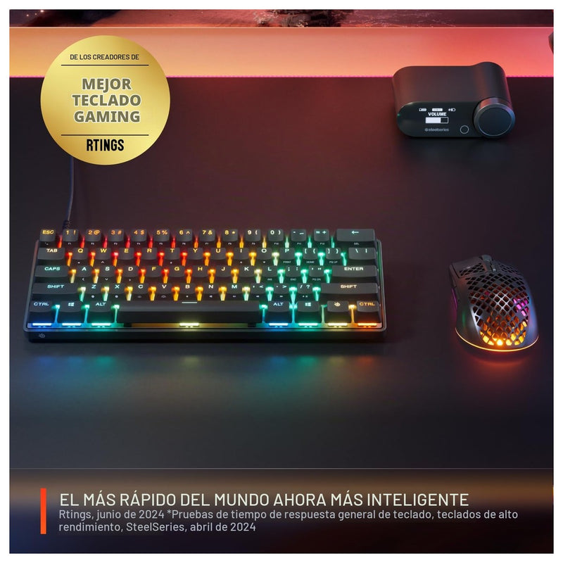 Teclado gaming SteelSeries Apex Pro Mini con interruptores ajustables OmniPoint 3.0, rapid trigger y modo de protección