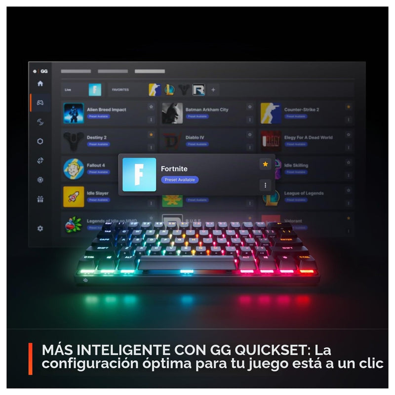 Teclado gaming SteelSeries Apex Pro Mini con interruptores ajustables OmniPoint 3.0, rapid trigger y modo de protección